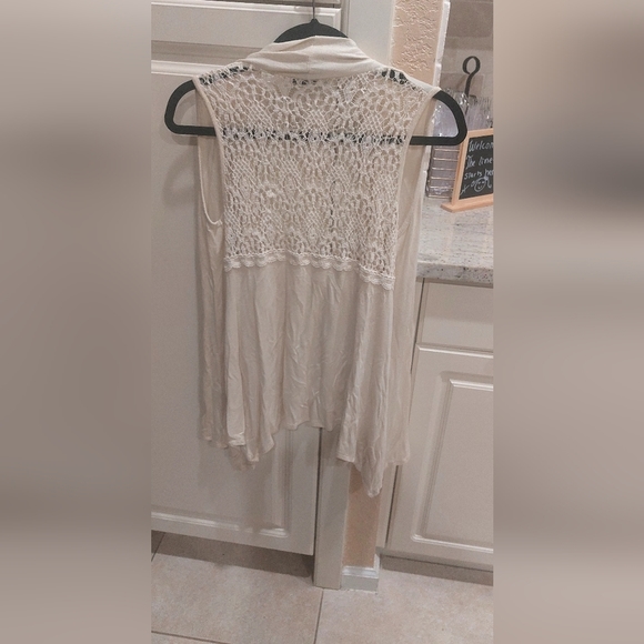 June K Women Sleevless Lace Sweater M Beige - Picture 5 of 6